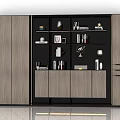 Modern Wooden Bookcase With Black Finish Shelves Books Decorative Items Cabinet Doors Drawers
