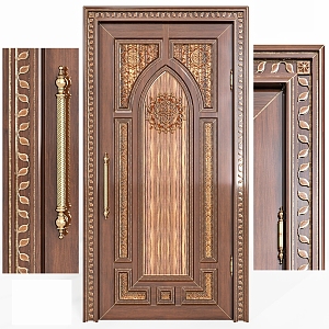 Gate Door Bedroom Door Security Door Bedroom Door Lock Hardware Wooden Door Home Furniture European Style Carved 3d model