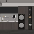 Modern Laundry Room Interior Design With Washer Dryer Marble Countertop And Wooden Cabinets