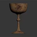 Vintage Metallic Stemmed Cup With Textured Surface And Round Base For Household Use