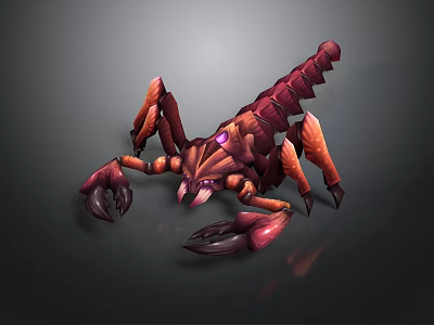 3D Rendered Scorpion With Vibrant Red And Orange Exoskeleton And Glowing Eyes 3d model