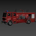 Highly Functional Red Fire Truck With Emergency Lights Ladder And Rescue Equipment