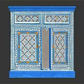 Blue Entryway Side Cabinet With Intricate Patterns Decorative Doors And Carved Details