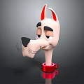 Cartoon Dog Character With Red Ears Black Nose Whiskers On Red Cup Base