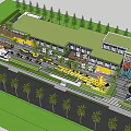 Modern Commercial Landscape Design With Palm Trees Outdoor Seating And Green Walkways