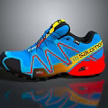 Salomon Stylish Outdoor Sports Shoes With Blue Red Yellow Striped Design