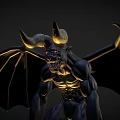 Game and Movie Demon Character with Bat Wings Horns Red Eyes and Dark Skin