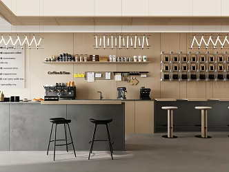 Log Wind Cafe Milk Tea Shop Cake Dessert Shop Coffee Operator Cashier Front Desk Coffee Table and Chair Milk Tea Shop Card Seat Sofa 3d model