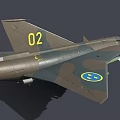 Military Green Gray Fighter Jet With 02 10 Markings And Streamlined Design