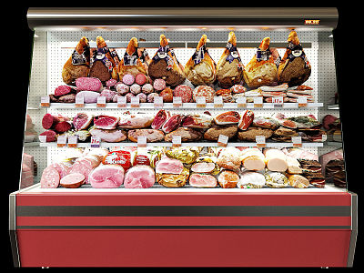 Modern Freezer Supermarket Freezer Meat Ham Pork model