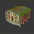 Detailed Green Industrial Equipment Frame With Grid Structure And Support Beams