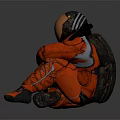 Astronaut In Red Spacesuit Sitting With Reflective Helmet For Cosmic Exploration