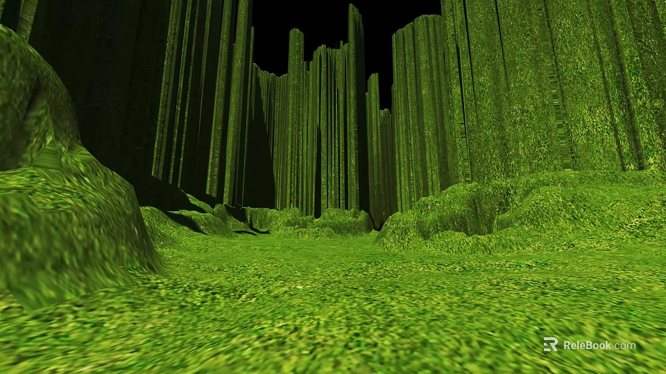 Tall Columnar Shrubs Growing in Lush Green Grassy Area With Dark Background 3d model 