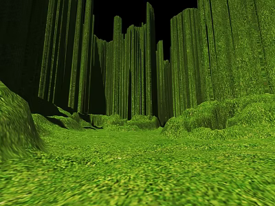 Tall Columnar Shrubs Growing in Lush Green Grassy Area With Dark Background 3d model