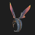Mythical Flying Creature Sculpture With Iridescent Wings And Scaled Body