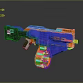 Blue And Orange NINPLUS Toy Gun With Geometric Design And Black Handle