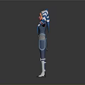 Futuristic Animated 3D Character With Blue White Outfit And Orange Arms