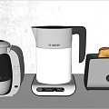 Essential Modern Kitchen Appliances With Coffee Maker Electric Kettle And Toaster