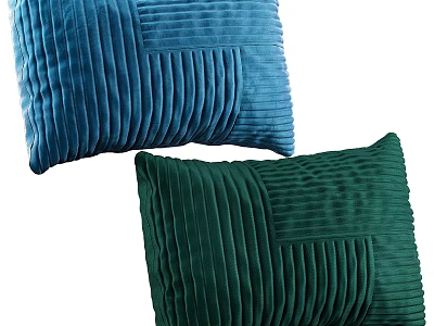 Soft Blue And Green Velvet Decorative Pillows With Pleated Patchwork Design 3d model
