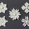 Decorative White Carved Flowers With Various Designs On Dark Background 3d model