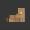 Brown Shipping Cartons Stacked with Open Box and Sturdy Tape Seals