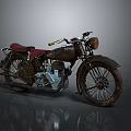 Vintage Motorcycle With Red Seat Classic Design Old Metal Body And Wheel Details