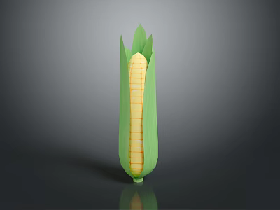 Fresh Sweet Corn With Green Husks And Yellow Kernels On Black Surface 3d model