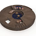 Circular Wooden Building Interior With Spiral Design And Traditional Furniture And Decorative Elements
