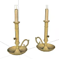Two Brass Candle Holders with Decorative Curved Arms and Stable Base for Home Decoration