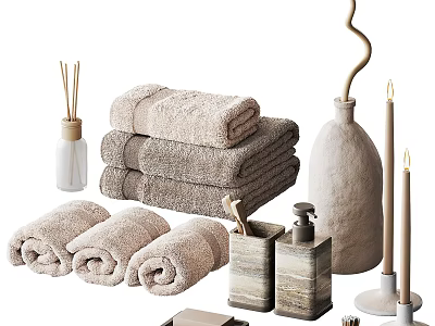 Quiet Bathroom Supplies Towel Toiletries Candlestick Aromatherapy Decorative Ornaments Bathroom Supplies 3d model
