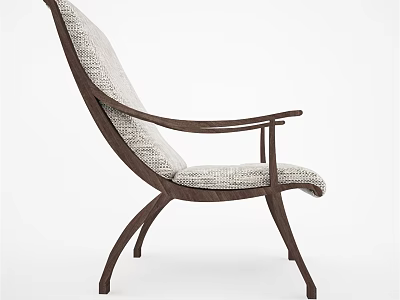 Modern Lounge Chair With Fabric Upholstery And Curved Wooden Frame Design 3d model