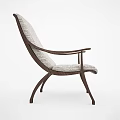 Modern Lounge Chair With Fabric Upholstery And Curved Wooden Frame Design