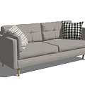 Modern double sofa multiplayer sofa 3d model