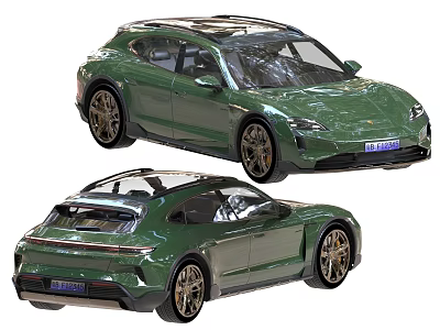 Green Sports Car With Sleek Design Front And Rear Views Modern Appearance 3d model