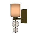 Gold Wall Sconce With White Lampshade And Clear Glass Ball Decorations
