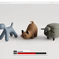 Cute Animal Shaped Ottoman Sofa Stools in Blue Brown Gray White for Living Room Decor
