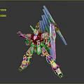 Mecha Robot Character With Mechanical Wings Armor And Weapon In Dynamic Pose 3d model