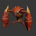Game Movie Character Red Monster 3D Model With Giant Flaming Claws And Orange Luminous Details