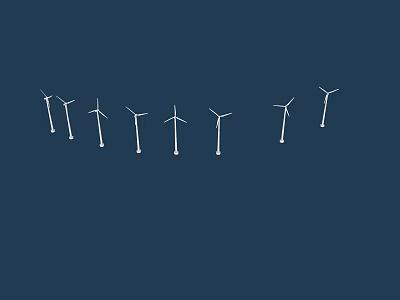 Modern Wind Turbines Array On Deep Blue Background For Renewable Energy 3d model