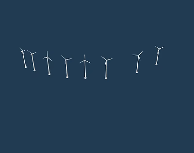 Modern Wind Turbines Array On Deep Blue Background For Renewable Energy 3d model