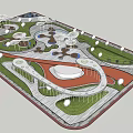 Park Landscape Design With Curved Walking Paths Green Lawns And Water Features
