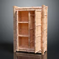 Natural Bamboo Decorative Cabinet With Open Shelves And Minimalist Design For Home Storage
