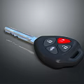 Black Car Key With Silver Blade Red Button And Control Buttons For Daily Use 3d model
