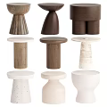 Versatile Side Tables With Round Tops And Unique Bases In Various Materials 3d model