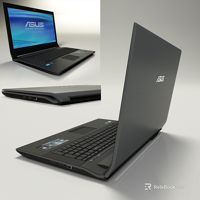 ASUS Black Laptop With Multiple Angles View Side Ports And Sleek Design 3d model 