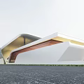 Modern Building Exterior Wall With Sleek White Surface And Wooden Accents Against Mountain View