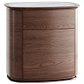 Sleek Dark Grey Wood Grain Nightstand With Curved Edge And Two Spacious Storage Drawers