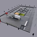 Efficient Road Facilities In Parking Layout With Lanes Signage Kiosk And Grass Area
