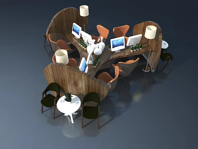 Modern Hinged Door Design With Wooden Frame And Glass Panel In Office Space 3d model