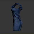Stylish Blue Sleeveless Dress With Ruffled Collar And Decorative Buttons